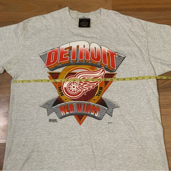 Vintage 90s Detroit Red Wings Hockey Graphic Tee Men’s Large Grey Short Sleeve - Picture 5 of 6